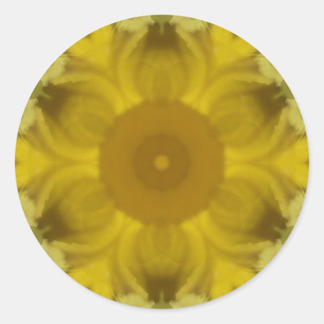 Sunshine Flower Burst Golden Classic Round Sticker (Front)