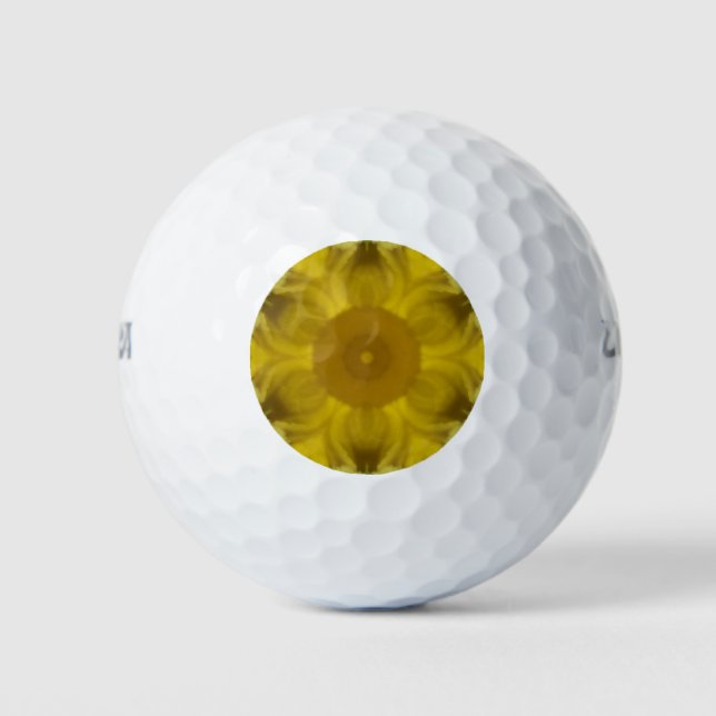 Sunshine Flower Burst Golden Golf Balls (Front)