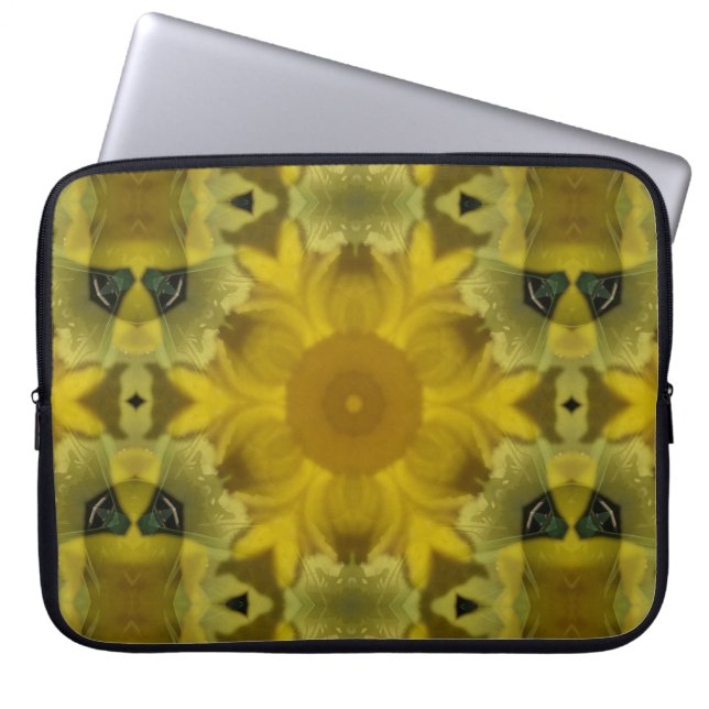 Sunshine Flower Burst Golden Laptop Sleeve (Front)