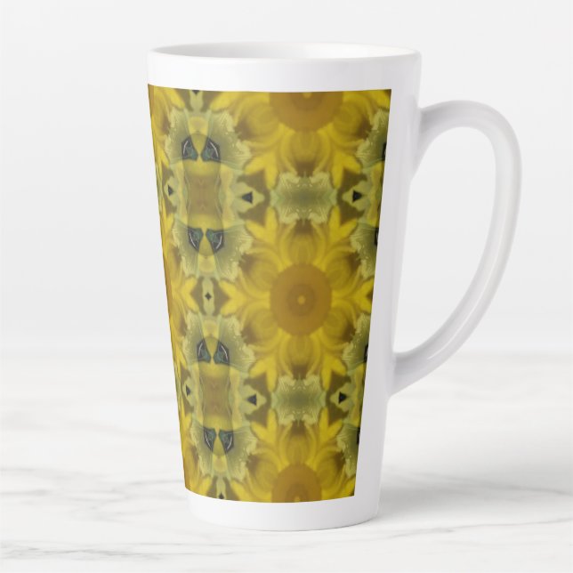 Sunshine Flower Burst Golden Latte Mug (Right)