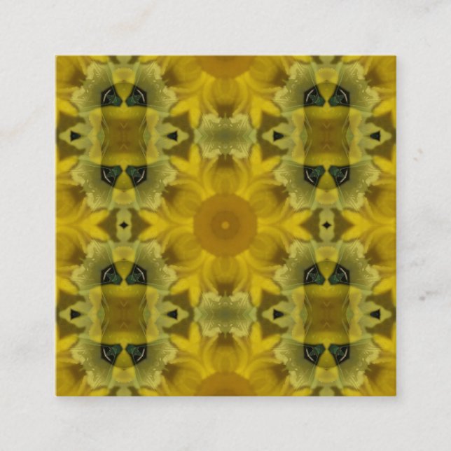 Sunshine Flower Burst Golden Square Business Card (Front)