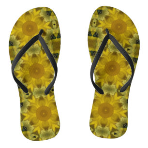 Sunshine Flower Burst Golden Thongs