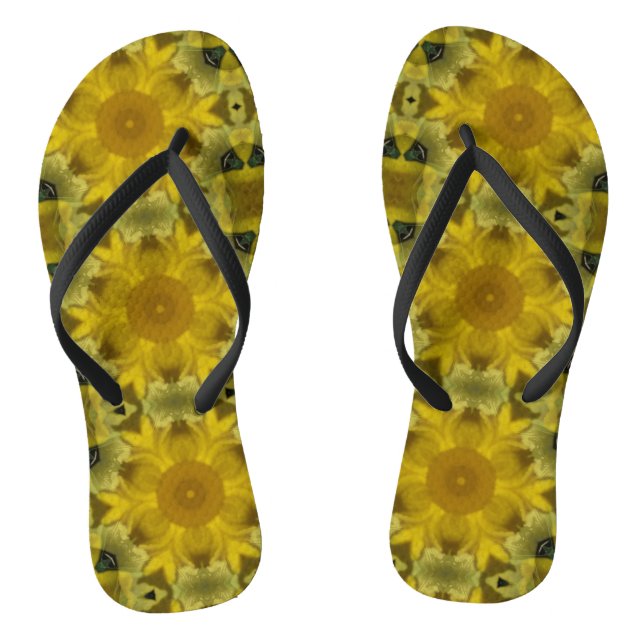 Sunshine Flower Burst Golden Thongs (Footbed)