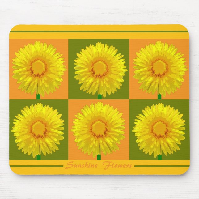 "Sunshine Flower" Chequerboard Mousepad design. (Front)