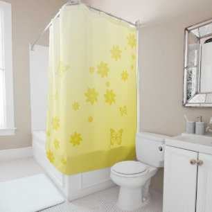 Sunshine Flowers n Butterflies Shower Curtain