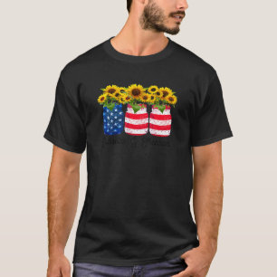 Sunshine Freedom  Patriotic Sunflower American Fla T-Shirt