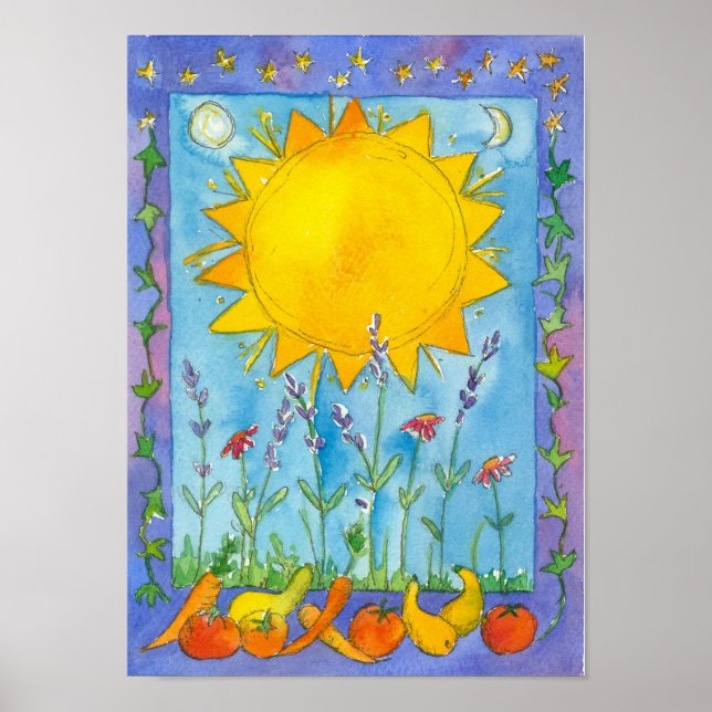 Sunshine Fruit Summer Solstice Watercolor Poster (Front)