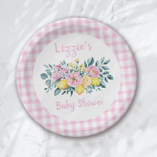 Sunshine Fun and Lemonade Floral Baby Shower Paper Plate