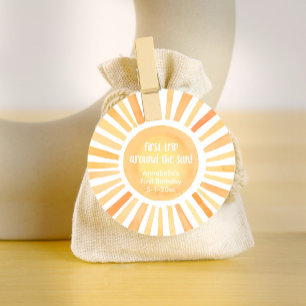 Sunshine gender neutral 1st birthday party favour tags