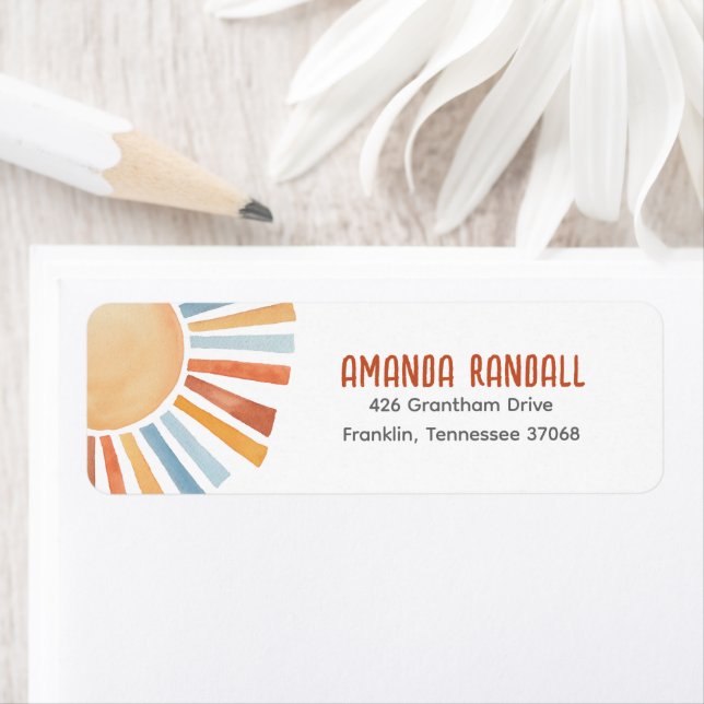 Sunshine Gender Neutral Baby Shower Return Address Label (Insitu)
