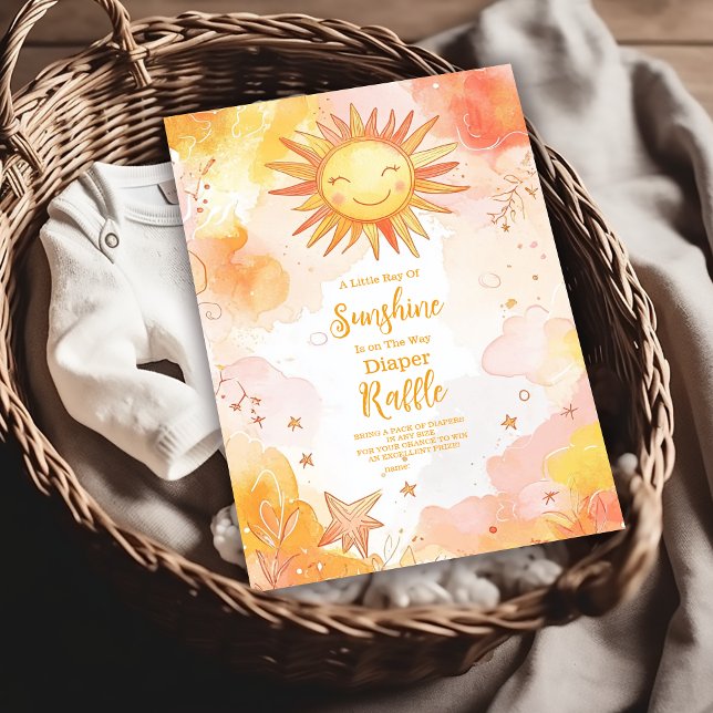 Sunshine Gender Neutral Boho Sun  Diapper Raffle Enclosure Card (Creator Uploaded)