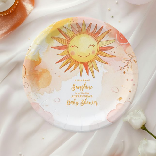Sunshine Gender Neutral Boho Sun  Paper Plate (Creator Uploaded)