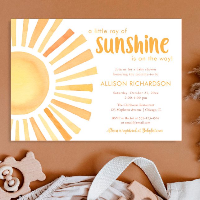 Sunshine gender neutral muted tones baby shower in invitation (Creator Uploaded)
