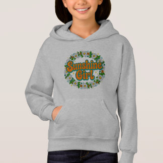 Sunshine Girl Retro Groovy Girls Hoodie - Daisy Fl