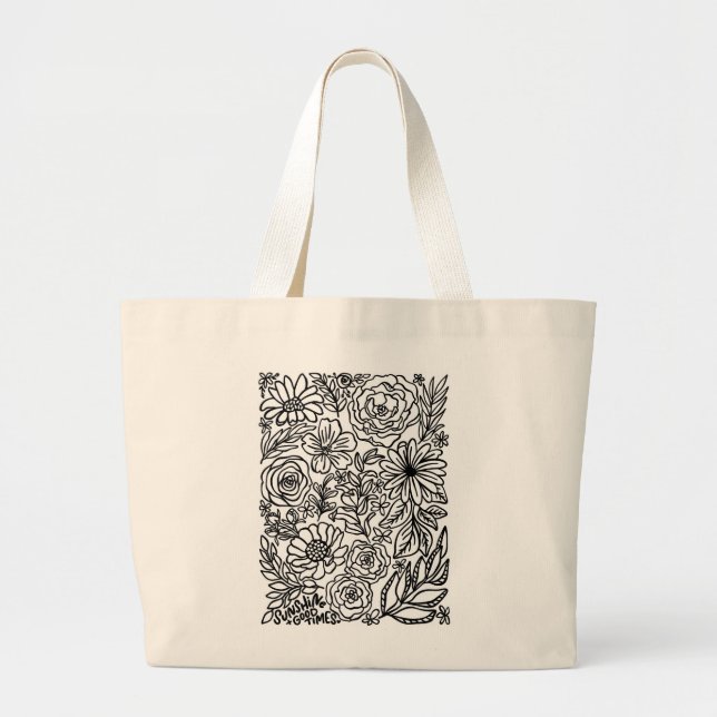Sunshine Good Times Flower Illustrated Tote (Front)