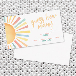 Sunshine Guess How Many Boho Sun Baby Shower Enclosure Card