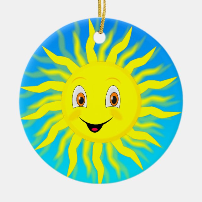 Sunshine Happy Face Ceramic Ornament (Front)