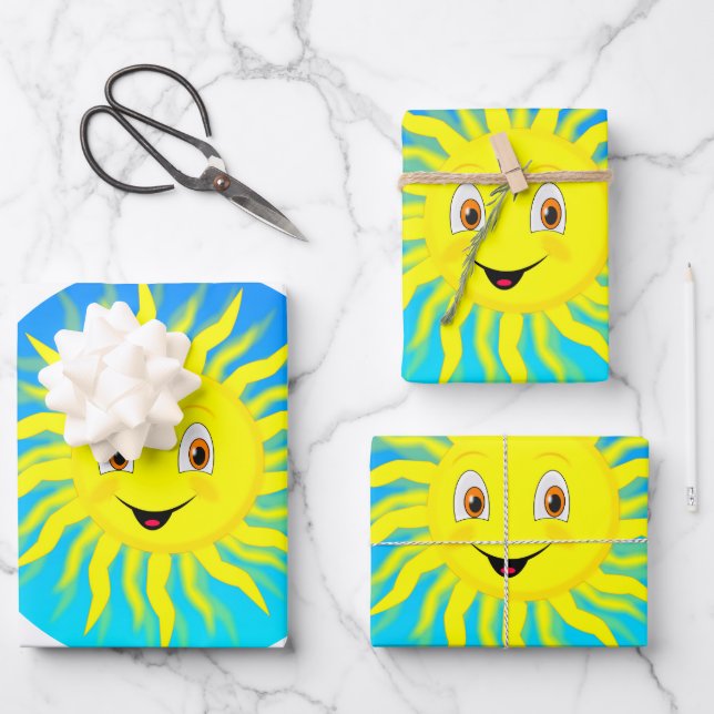 Sunshine Happy Face Wrapping Paper Sheet (Front)