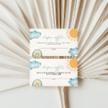 Sunshine Here Comes The Son Diaper Raffle Enclosure Card<br><div class="desc">Elegant calligraphy diaper raffle card featuring sunshine,  clouds and watercolor rainbow design.</div>