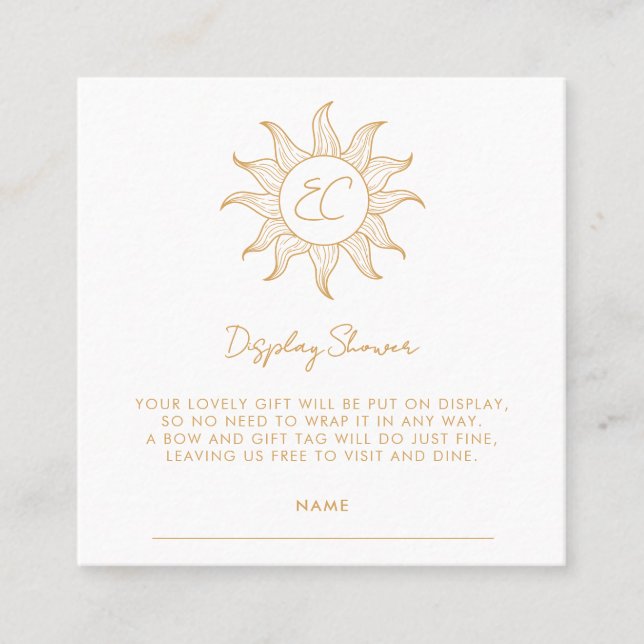 Sunshine Here Comes The Son Display Shower Square Business Card (Front)