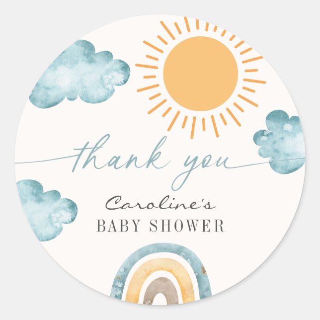 Sunshine Here Comes The Son Thank You Classic Round Sticker (Front)