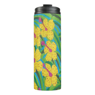 Sunshine Hibiscus Tropical Print Thermal Tumbler
