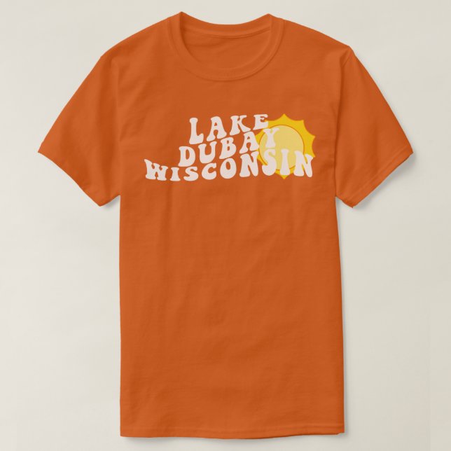 Sunshine in Lake Dubay Wisconsin Retro Wavy 1970s  T-Shirt (Design Front)