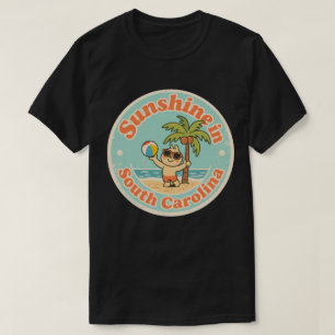 Sunshine in South Carolina_ Retro Palm Tree  T-Shirt