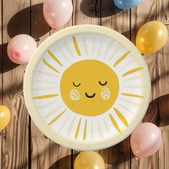 Sunshine is Turning One Birthday Party  Paper Plate (Creator Uploaded)