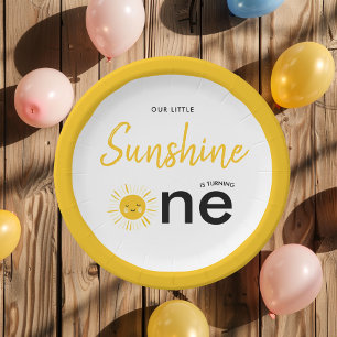 Sunshine is Turning One Birthday Party  Paper Plate