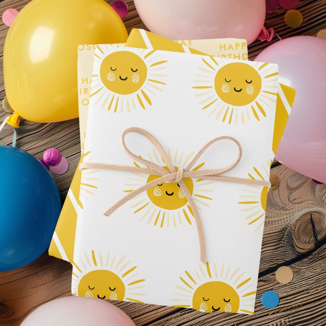 Sunshine is Turning One Birthday Party  Wrapping Paper Sheet (Creator Uploaded)
