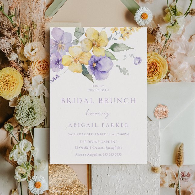 Sunshine & Lavender Purple Bridal Shower Brunch Invitation (Creator Uploaded)