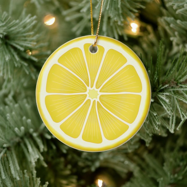 Sunshine Lemon Holiday Joy  Ceramic Ornament (Tree)