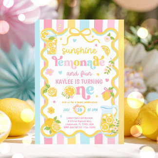 Sunshine Lemonade And Fun 1st Birthday Party Invitation