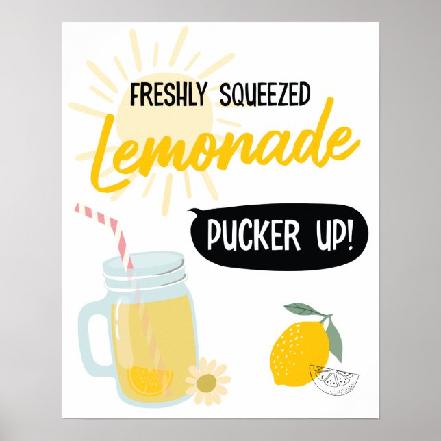 Sunshine Lemonade and Fun Stand Birthday Party Poster (Front)