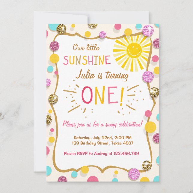 Sunshine Lemonade Birthday Party Invitation (Front)