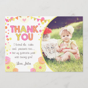 Sunshine Lemonade Birthday Thank You Card Girl