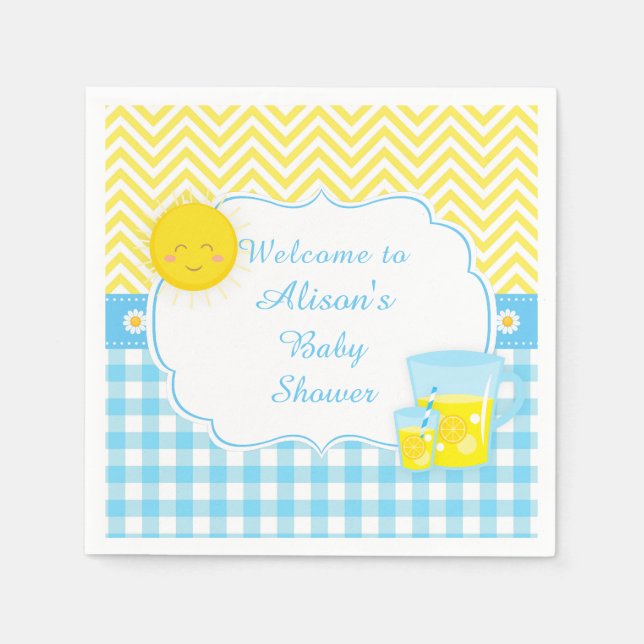 Sunshine & Lemonade Blue & Yellow  Napkin (Front)