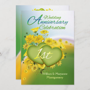 Sunshine Love 1st Wedding Anniversary Party Invitation