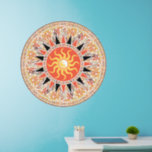 Sunshine mandala wall decal<br><div class="desc">Sunshine mandala on an orange colour background. Geometric and inspirational digital art.</div>