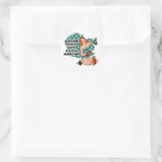 Sunshine Mixed With Hurricane Retro Housewife  Classic Round Sticker