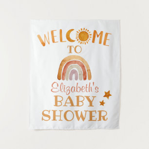 Sunshine, Moon, Rainbow and Stars Welcome Sign  Tapestry