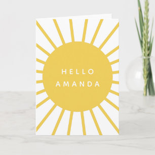 Sunshine   Name Hello Modern Scandi Mustard Sun Card