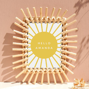 Sunshine   Name Hello Modern Scandi Mustard Sun Poster
