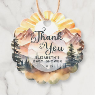 Sunshine Nature Mountains Baby Shower Thank You Favour Tags