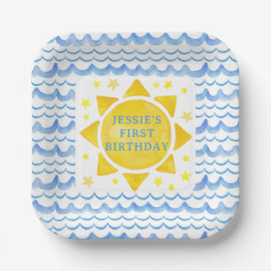 Sunshine Ocean & Stars 1st Birthday Paper Plates –