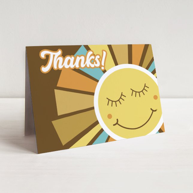 Sunshine One in the Sun Hippie Boho Retro Thanks Note Card (Creator Uploaded)