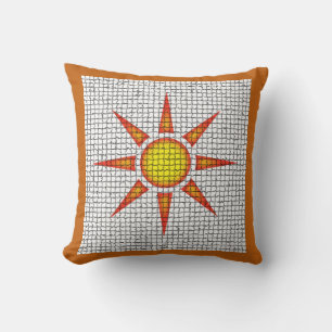 Sunshine Orange Yellow Sun Mosaic Southwest Cushion