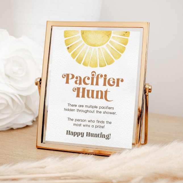 Sunshine Pacifier Hunt Boho Sun Baby Shower Sign (Creator Uploaded)