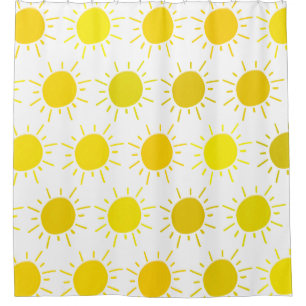 Sunshine Painted Whimsical Yellow Sun Shower Curtain
